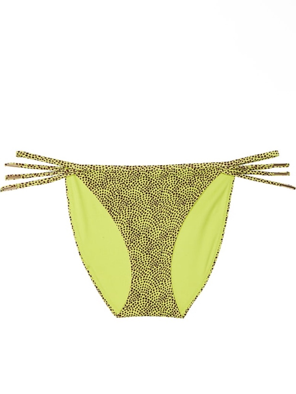Victoria’s Secret Archive Swim Brazilian Strappy Hardware Sz M Limelight Dot NWT